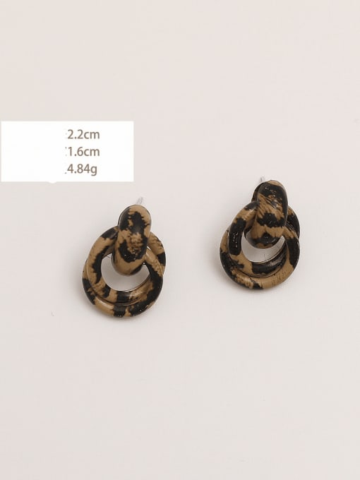 A2452 [eh12134 Leopard Print] Brass Leather Geometric Vintage Drop Trend Korean Fashion Earring